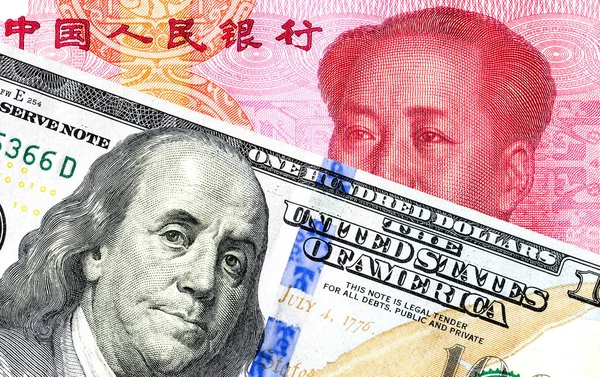 Китайський Юань Банкнотні Американський Долар Торговельної Війни Економічної Податкові Бар — стокове фото