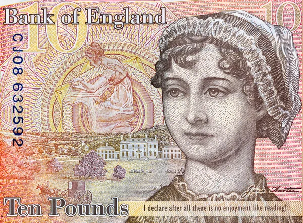 Britská Měna Bankovka Deset Liber Detail Libra Národní Měnou Velké — Stock fotografie