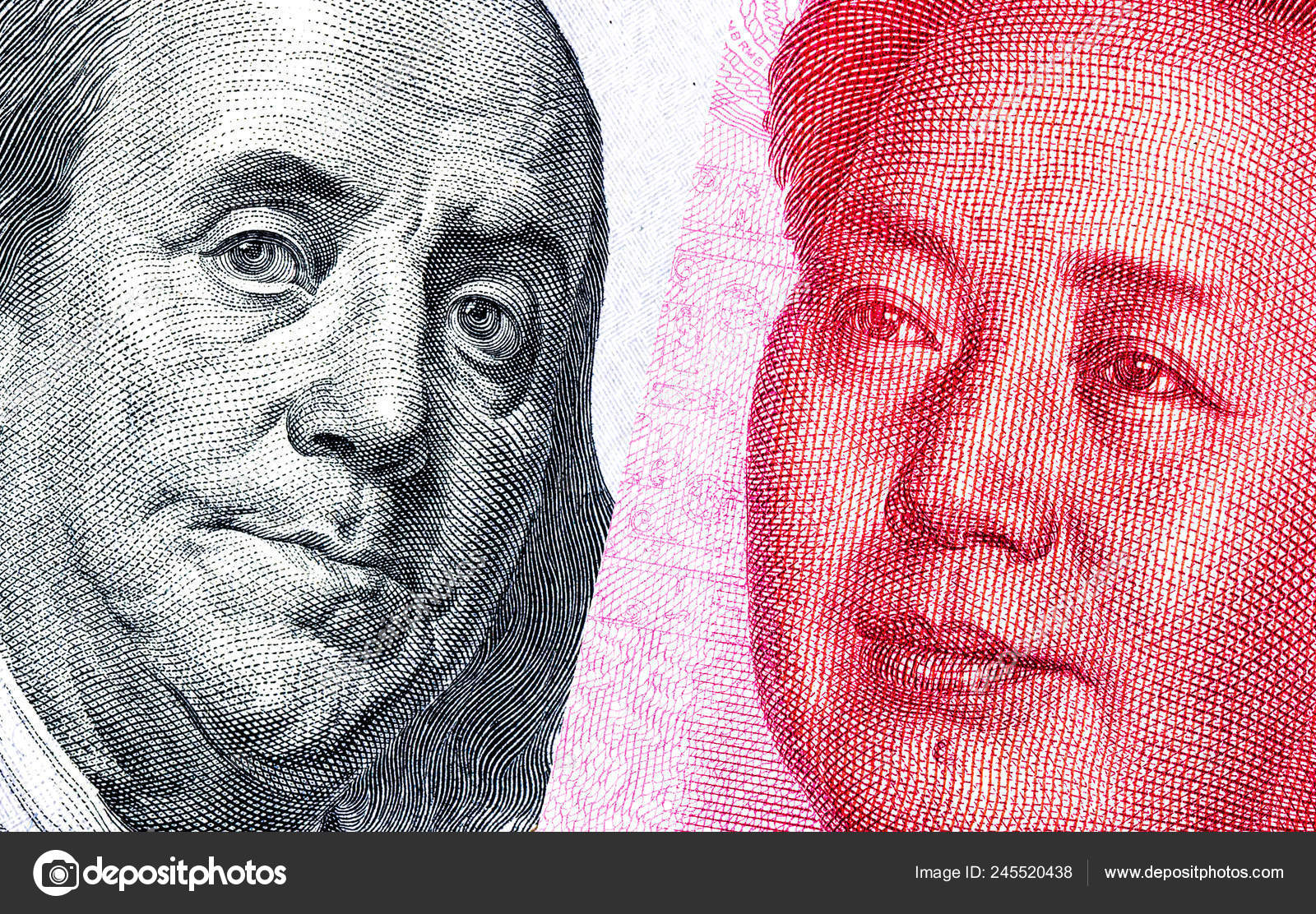 本杰明富兰克林反对毛泽东100美元和100元人民币的肖像—— 库存社论照片© blinow61 #245520438