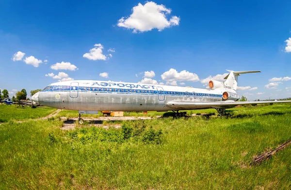 Samara Rusia Mayo 2015 Antiguo Avión Pasajeros Ruso 154 Aeródromo — Foto de Stock