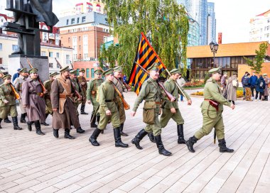 Kimliği belirsiz Rus tarihi canlandırma savaşta üyeleri