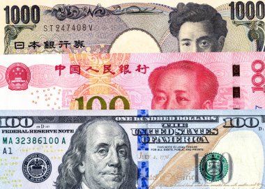 Japon yen banknot, Amerikan Doları ve Çin yuan