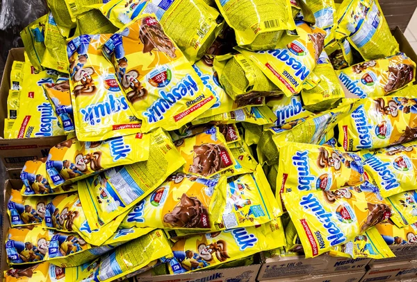 Packets cacoa Nesquik as background — Stock Photo, Image