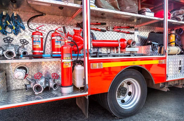 Fire and rescue equipment in a fire truck — Stock Photo, Image