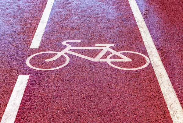 Λωρίδα ποδηλάτου με σύμβολο δρόμου — Φωτογραφία Αρχείου