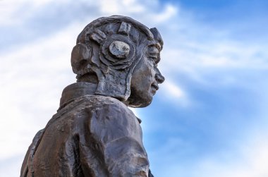 Samara, Rusya - 26 Mayıs 2019: Askerin parça heykeli