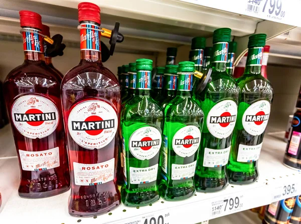 Bottled alcoholic beverages martini ready for sale — Stock Photo, Image