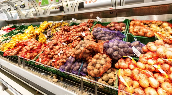 Samara Russia June 2019 Fresh Potatoes Ready Sale Superstore — Stock Photo, Image
