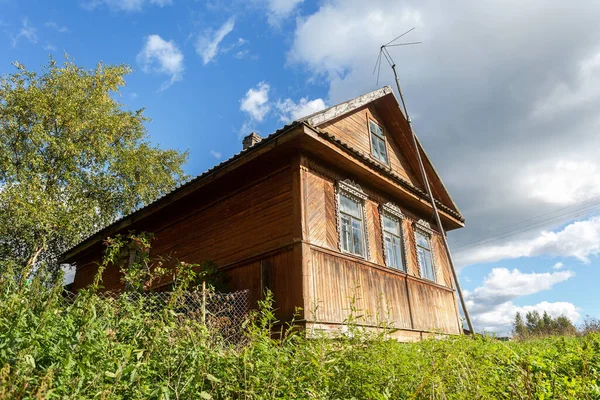Old Rural Wooden House Russian Village Summer Sunny Day — Stock Photo, Image