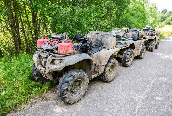 Novgorod Region Russia August 2020 Roader Quad Bikes Driving Extremely — Stock Photo, Image