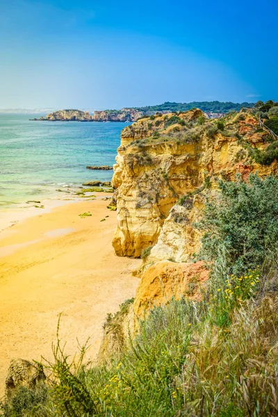 Widok z góry na Praia da Rocha, Algarve, Portugalia — Zdjęcie stockowe