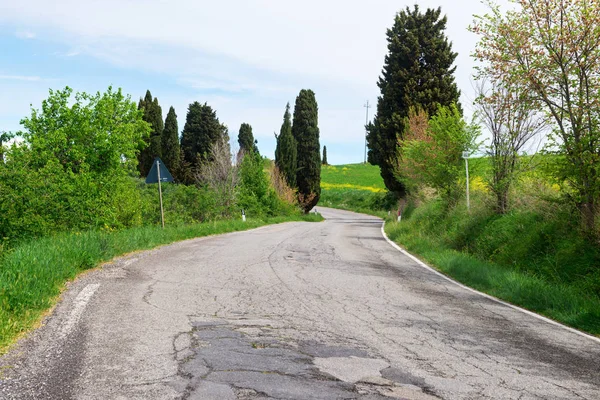 Carretera sinuosa en Tuscana, Italia —  Fotos de Stock