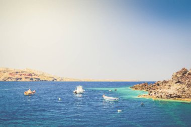 Güzel Santorini deniz manzarası