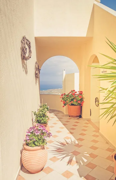Santorini byggnad och utsikt — Stockfoto