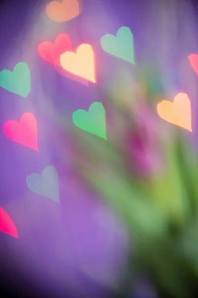 Corazones de luz bokeh desenfocados — Foto de Stock