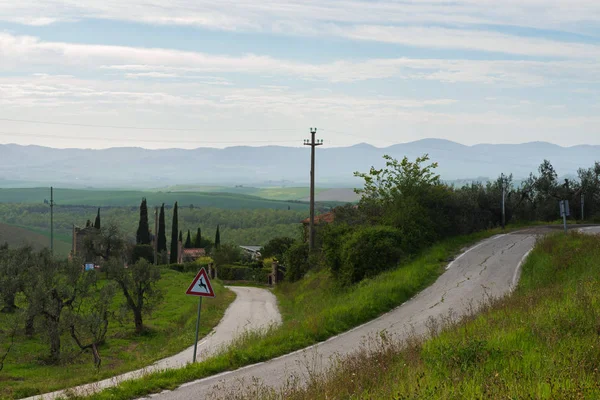 Δρόμοι με στροφές στο Tuscana, Ιταλία — Φωτογραφία Αρχείου