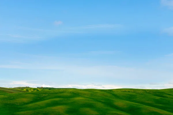 Beautiful spring minimalistic landscape with green hills in Tuscany — Stock Photo, Image