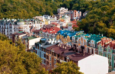 Vozdvizhenska ve Honcharna street, Kiev şehir Podol bölgesinde. Eski Şehir, Ukrayna sermaye - Kiev Güz.