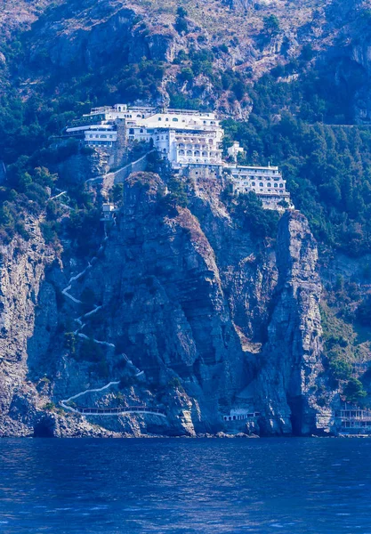 Fuego Las Montañas Verano 2017 Cerca Ciudad Positano Costa Amalfitana — Foto de Stock