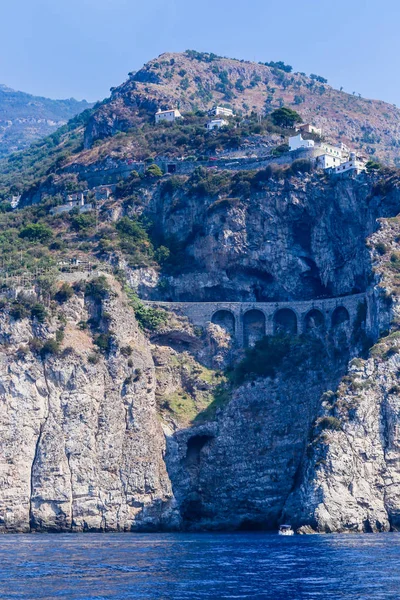 Widok Wybrzeże Amalfi Między Positano Amalfi Campania Włochy — Zdjęcie stockowe