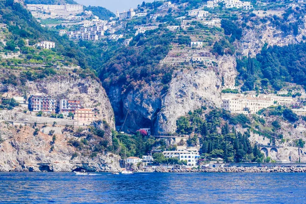 Pohled Vesnici Salernu Amalfinském Pobřeží Moře Campania Itálie — Stock fotografie