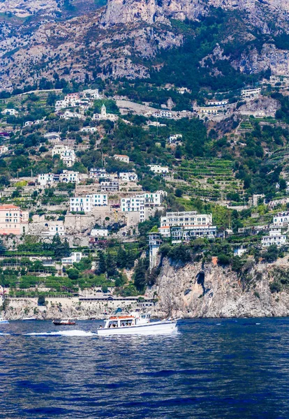 Vista Del Pueblo Pastena Costa Amalfi Vista Desde Mar Campania — Foto de Stock