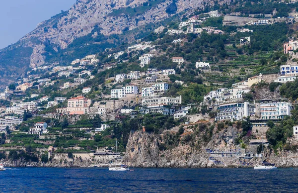 Pohled Vesnici Salernu Amalfinském Pobřeží Moře Campania Itálie — Stock fotografie