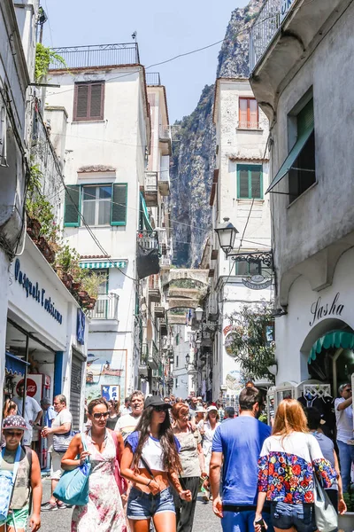 Amalfi Talya Haziran 2017 Sokak Sahne Lorenzo Amalfi Ana Alışveriş — Stok fotoğraf