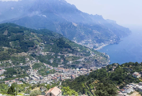 Táj Hegység Tirrén Tenger Ravello Faluban Amalfi Coast Olaszország — Stock Fotó