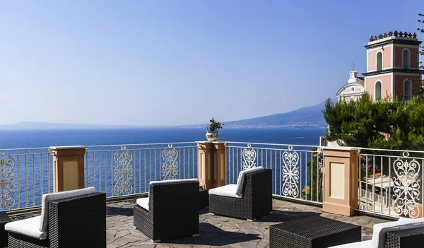 Vista Desde Hotel Hasta Costa Amalfi Cerca Vico Equense Chiesa —  Fotos de Stock