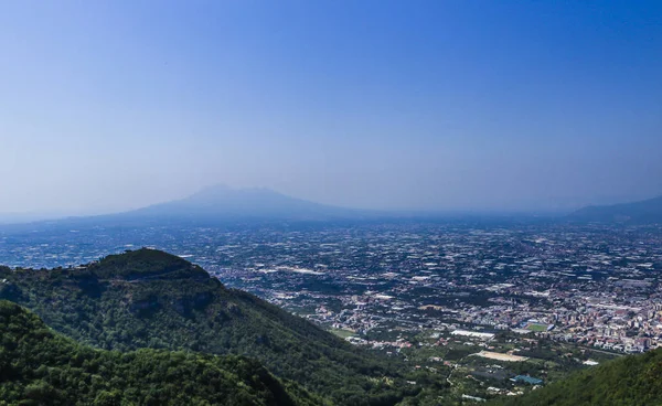Foggy View Towns South Mount Vesuvius Italy — Stock Photo, Image