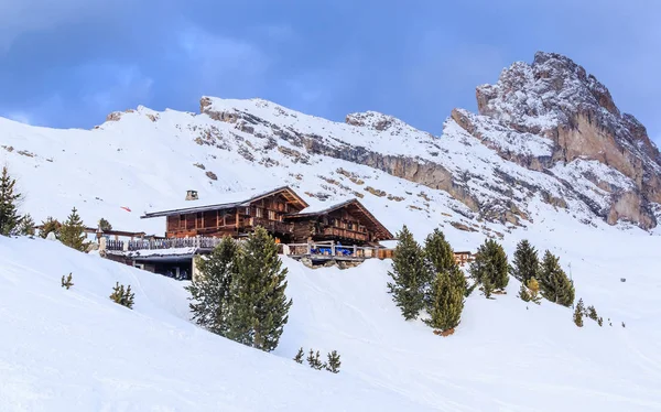 Selva Val Gardena Italie Janvier 2018 Restaurant Montagne Station Ski — Photo