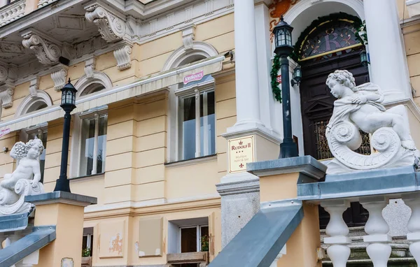 Karlovy Vary Çek Cumhuriyeti Ocak 2018 Hotel Rudolf Eski Şehir — Stok fotoğraf