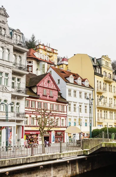 Karlovy Vary República Checa Enero 2018 Centro Histórico Ciudad Con —  Fotos de Stock