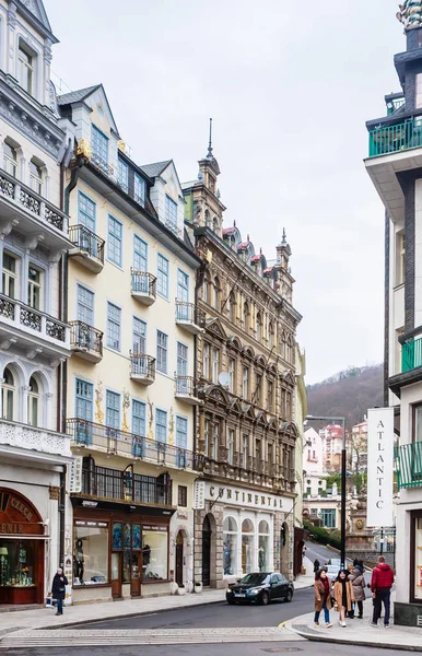 Karlovy Vary República Checa Janeiro 2018 Centro Histórico Cidade Com — Fotografia de Stock