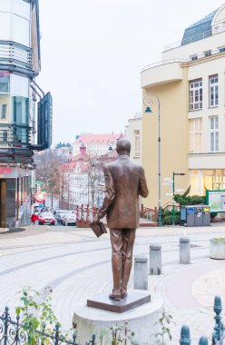 Karlovy Vary, Çek Cumhuriyeti: 25 Ocak 2018: T.G. Masaryk anıt. Karlovy Vary. Çek Cumhuriyeti