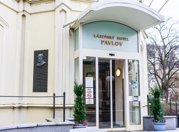Κάρλοβι Βάρι Τσεχική Δημοκρατία Ιανουάριος 2018 Ξενοδοχείο Pavlov Παλιά Πόλη — Φωτογραφία Αρχείου