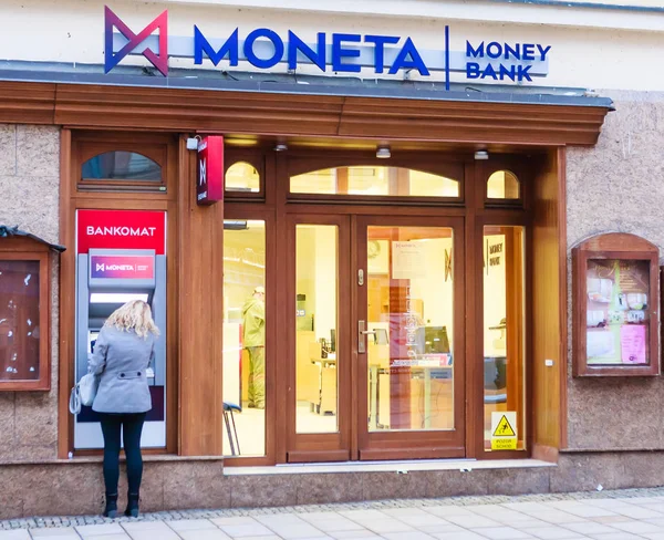 Karlovy Vary Tjeckien Januari 2018 Moneta Pengar Bank Karlovy Vary — Stockfoto