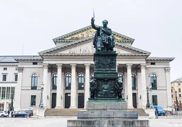 Munich Germany January 2018 National Theater Max Joseph Monument Max — Stock Photo, Image