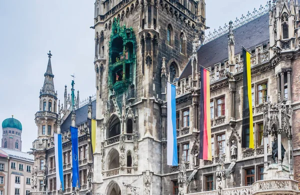 Фрагмент Нове Місто Мюнхенська Neues Rathaus Нео Готичному Стилі Палаці — стокове фото