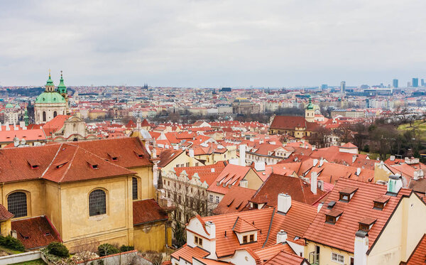 Prague cityscape seen from high point, Czech Republic