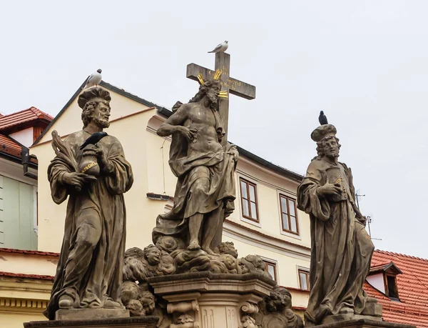 Statue Holy Savior Cosmas Damian Charles Bridge Prague Central Bohemia — Stock Photo, Image