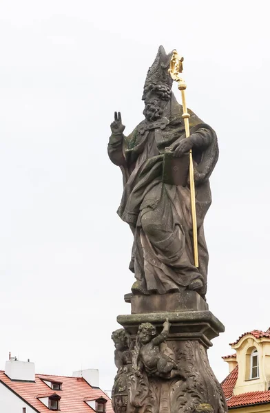 Statue Augustine Charles Bridge Prague Central Bohemia Czech Republic — Stock Photo, Image