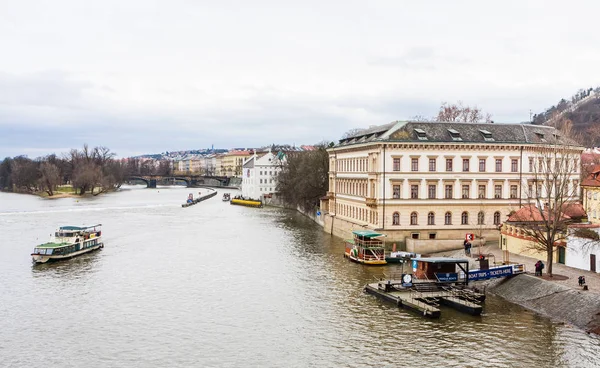 Переглянути Vitava Річка Празі Від Карлового Мосту Чехія — стокове фото