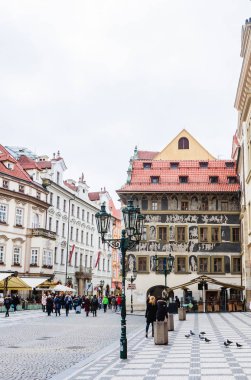 Prague, Çek Cumhuriyeti - 28 Ocak 2018: dakika House - Kafka, aile evde Old Town, Prague 1, Çek Cumhuriyeti eski şehir Meydanı (Staromestske namesti).
