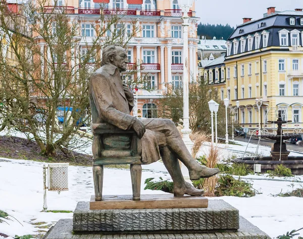 Czech Republic Marianske Lazne Gennaio 2018 Statua Johann Wolfgang Goethe — Foto Stock