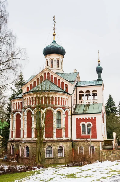 Rosyjski Orthodoxe Kościoła Małych Zachód Czeskiego Uzdrowiska Mariańskie Łaźnie Mariańskie — Zdjęcie stockowe