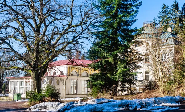 捷克共和国 Marianske Lazne 2018年1月30日 冬季在波希米亚温泉小镇 Marianske Lazne Marienbad 的酒店 捷克共和国 — 图库照片