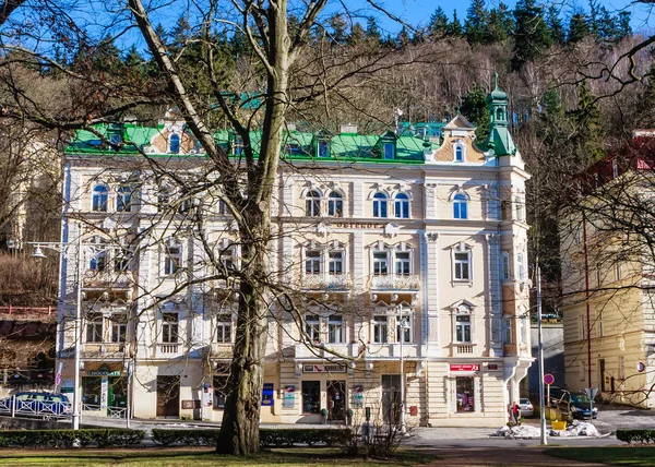 捷克共和国 Marianske Lazne 2018年1月30日 冬季在波希米亚温泉小镇 Marianske Lazne Marienbad 的酒店 捷克共和国 — 图库照片