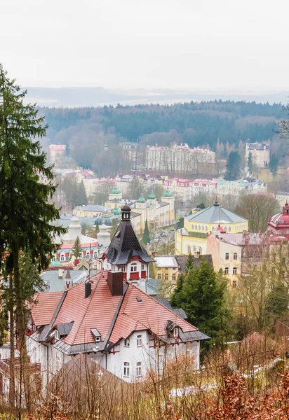 Kilátás Marianske Lazne Spa Marienbad Mescery Szempontból Cseh Köztársaság Karlovy — Stock Fotó